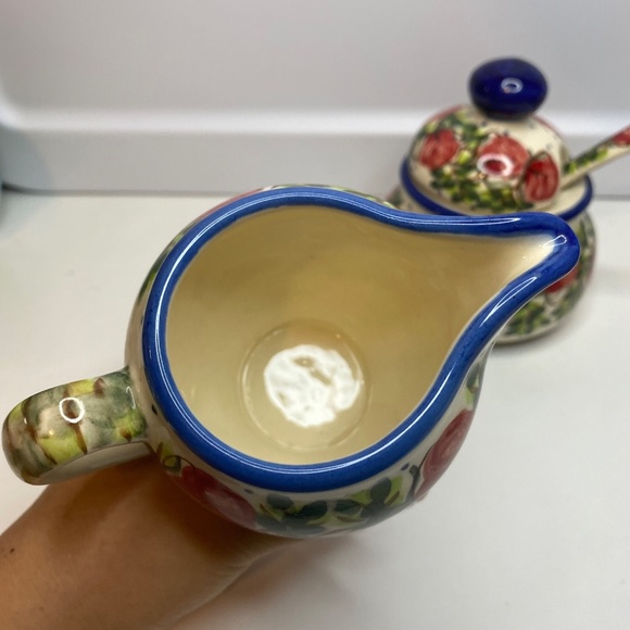 Polish Pottery Sugar bowl and creamer From Zaklady Ceramiczne Boleslawiec Unikat - Picture 5 of 14